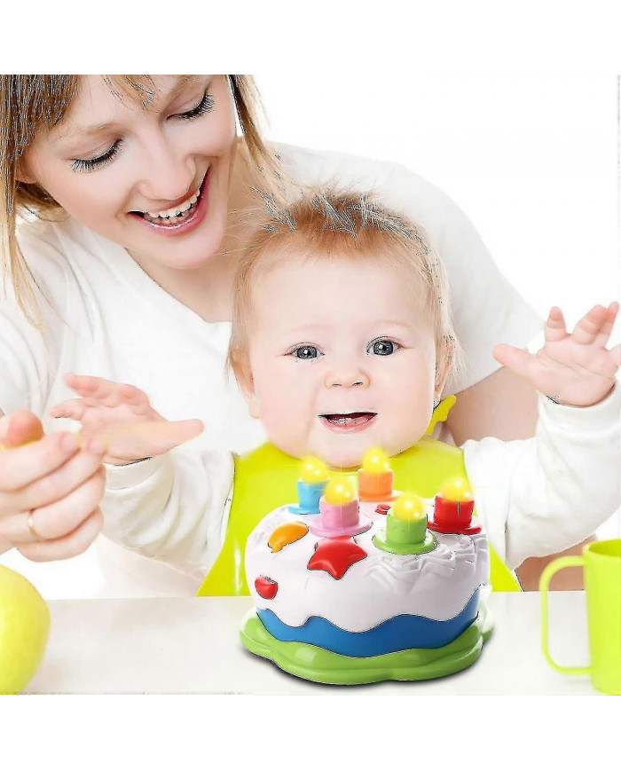Jouet de gâteau d’anniversaire de bébé avec bougies Jouet de musique pour âge 18m + ans Toddler