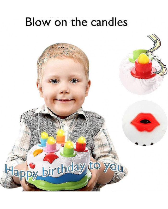 Jouet de gâteau d’anniversaire de bébé avec bougies Jouet de musique pour âge 18m + ans Toddler