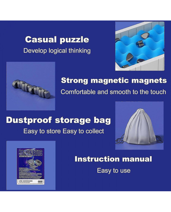 Jeu d’échecs magnétique, 2024 Nouveau jeu de société Magnet Stone Jeu de stratégie, Jeu d’aimant de table amusant [...]