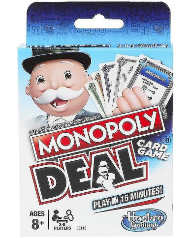 Monopoly Deal Jeu de cartes rapide pour les familles, les enfants de 8 ans et plus et les joueurs de 2 à 5 ans