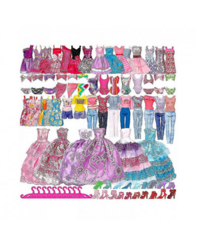 50 Pack Barbie Poupée Vêtements Tops Pantalons Robes Chaussures Mode Fête Accessoires Ensemble Enfants Filles [...]