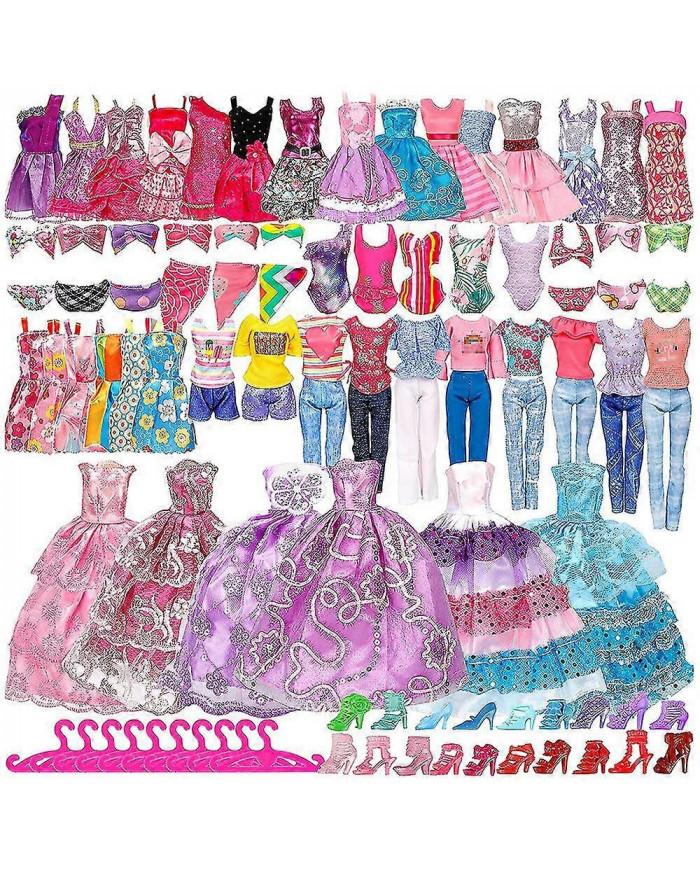 50 Pack Barbie Poupée Vêtements Tops Pantalons Robes Chaussures Mode Fête Accessoires Ensemble Enfants Filles [...]