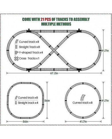 Ensemble de train miniature pour garçons - jouet de train électrique en métal avec locomotive à vapeur, voiture de [...]