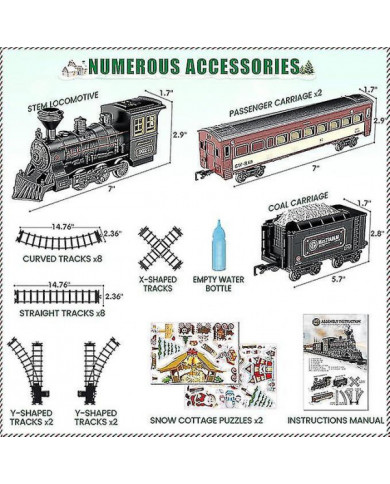 Ensemble de train miniature pour garçons - jouet de train électrique en métal avec locomotive à vapeur, voiture de [...]