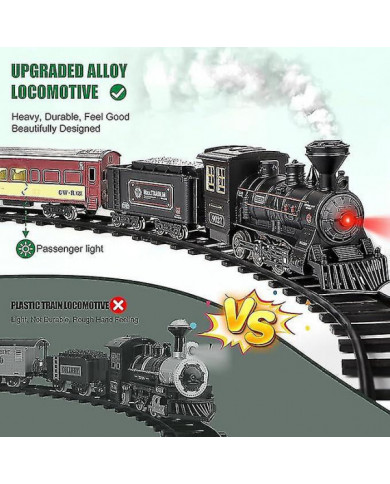Ensemble de train miniature pour garçons - jouet de train électrique en métal avec locomotive à vapeur, voiture de [...]
