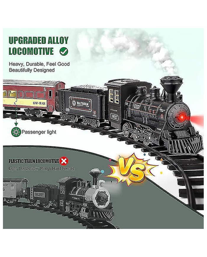 Ensemble de train miniature pour garçons - jouet de train électrique en métal avec locomotive à vapeur, voiture de [...]