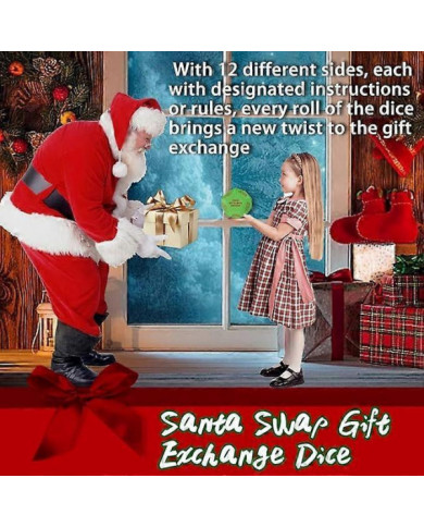 Dés d’échange de cadeaux Santa Swap, 2025 Nouveau - Jeu de dés d’échange, Jeu de dés d’échange de cadeaux de fête [...]