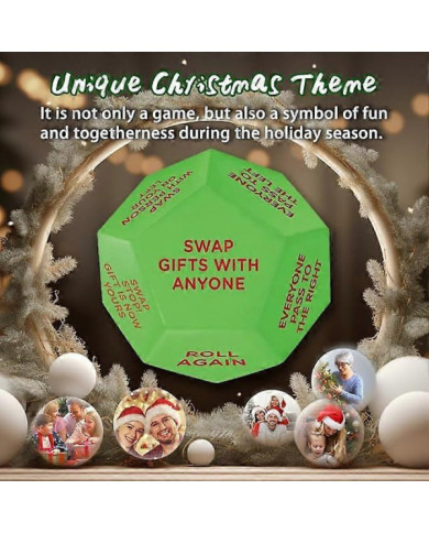 Dés d’échange de cadeaux Santa Swap, 2025 Nouveau - Jeu de dés d’échange, Jeu de dés d’échange de cadeaux de fête [...]