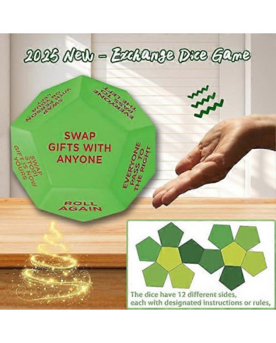 Dés d’échange de cadeaux Santa Swap, 2025 Nouveau - Jeu de dés d’échange, Jeu de dés d’échange de cadeaux de fête [...]