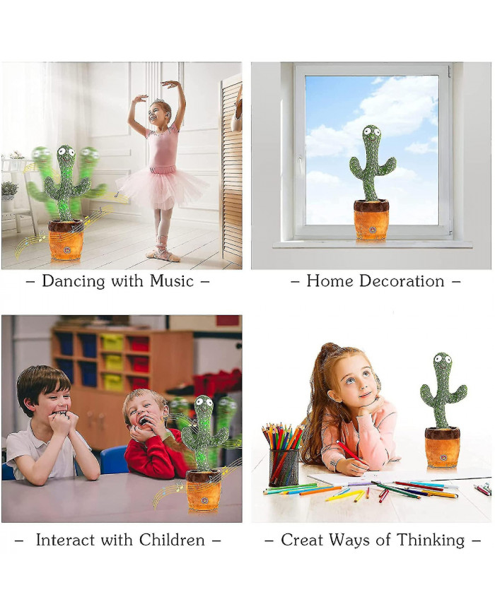 Cactus dansant répète ce que vous dites, jouet en peluche électronique avec éclairage, jouets d’enregistrement de [...]