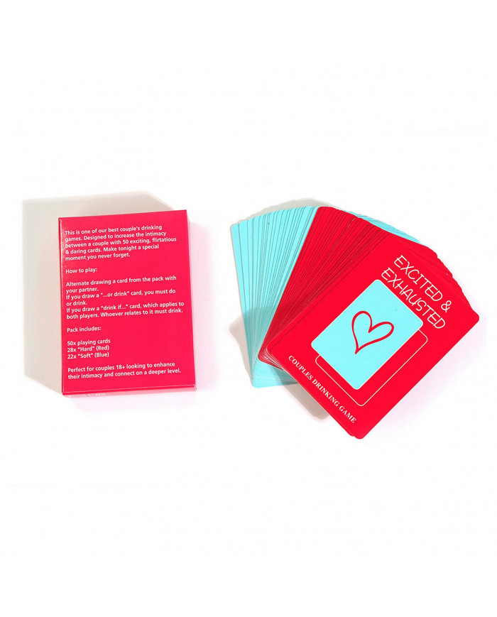 Excited Exhausted Couples Drinking Game Cards Lightweight Portable Game Cards Toy for Date Night