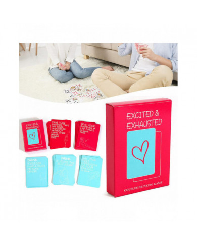 Excited Exhausted Couples Drinking Game Cards Lightweight Portable Game Cards Toy for Date Night