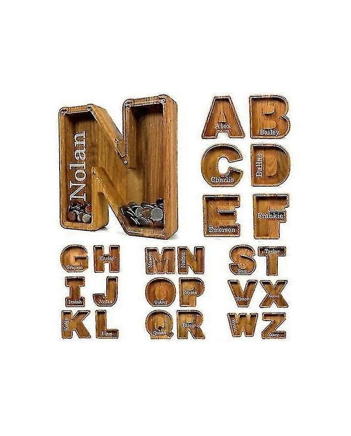 Tirelire en bois Drôle lettre / guitare Pièce de monnaie économiser de l’argent Boîte Enfants Adultes Cadeau