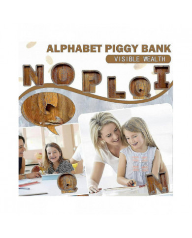 Tirelire en bois Drôle lettre / guitare Pièce de monnaie économiser de l’argent Boîte Enfants Adultes Cadeau