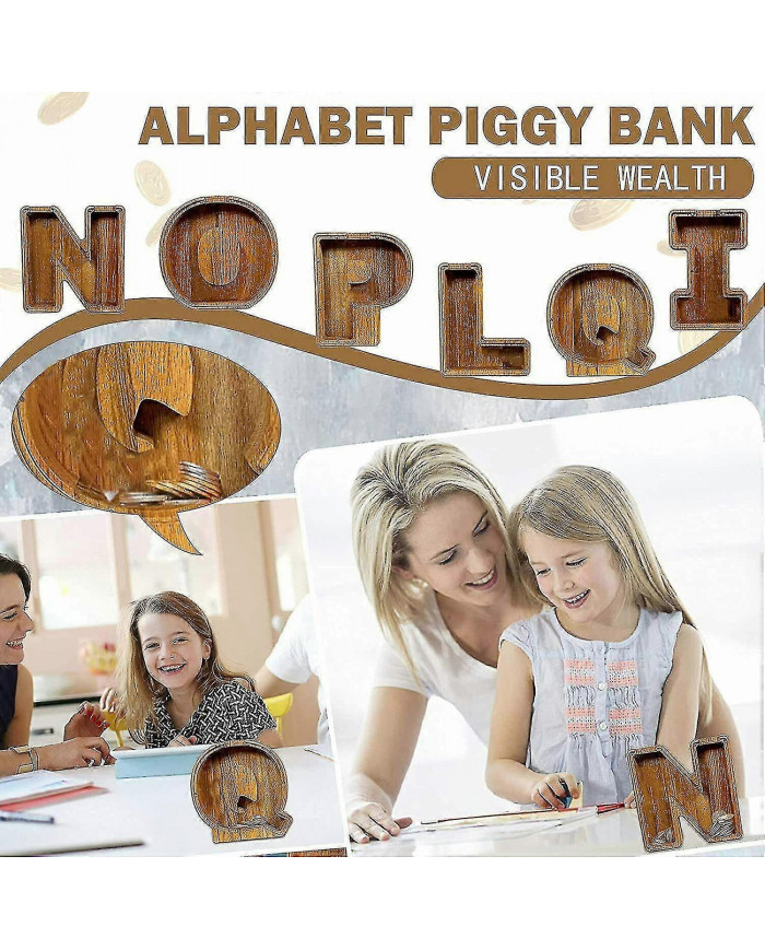 Tirelire en bois Drôle lettre / guitare Pièce de monnaie économiser de l’argent Boîte Enfants Adultes Cadeau