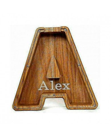 Tirelire en bois Drôle lettre / guitare Pièce de monnaie économiser de l’argent Boîte Enfants Adultes Cadeau