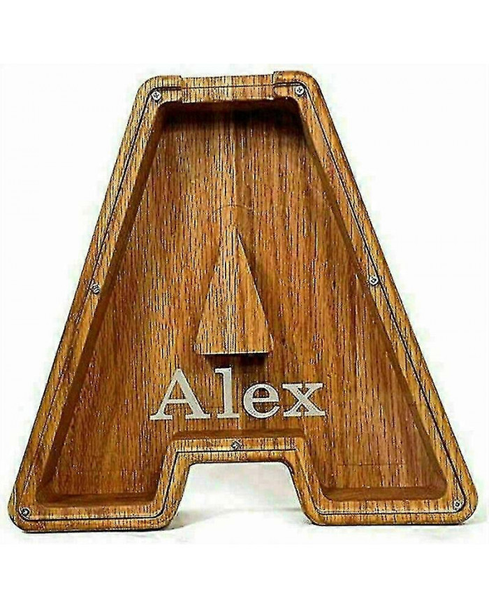 Tirelire en bois Drôle lettre / guitare Pièce de monnaie économiser de l’argent Boîte Enfants Adultes Cadeau