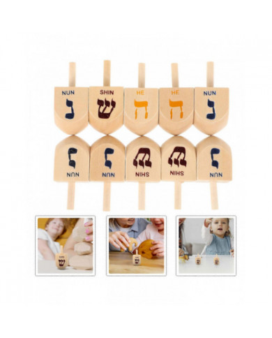 10pcs Hanoukka en bois Dreidel ensemble Roupies classiques pour enfants Hanoukka Bois Dreidel Hanoukka Fournitures [...]