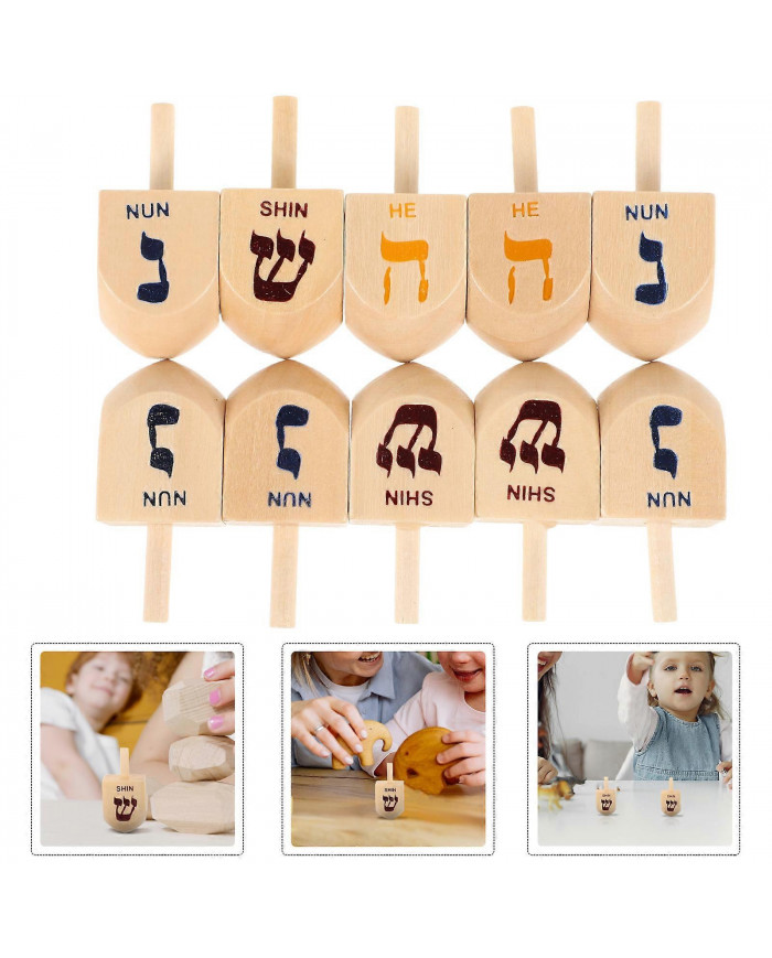 10pcs Hanoukka en bois Dreidel ensemble Roupies classiques pour enfants Hanoukka Bois Dreidel Hanoukka Fournitures [...]