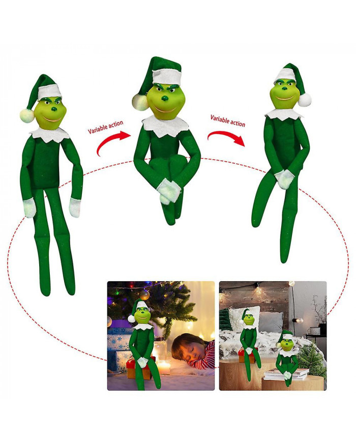 33cm Couple de Noël Le Grinch Peluche Poupée Jouet Noël Décoration Ornement Enfants Cadeau