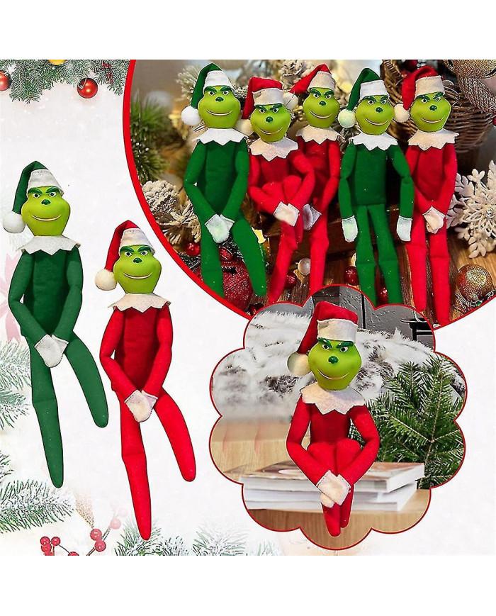 33cm Couple de Noël Le Grinch Peluche Poupée Jouet Noël Décoration Ornement Enfants Cadeau