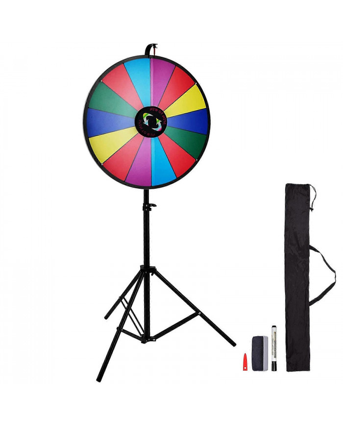 24 « Tabletop Color Prize Wheel 14 Slots Dry Erase Show Fortune Spinning Game