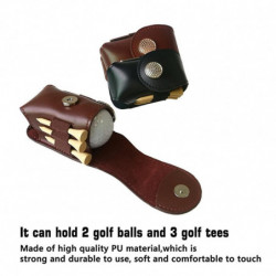 PU Leather Golf Ball Pouch Bag Holder Pouch Waist Belt Storage Pocket with 3 Tees 1 Golf Divot Repa