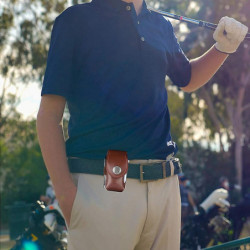 PU Leather Golf Ball Pouch Bag Holder Pouch Waist Belt Storage Pocket with 3 Tees 1 Golf Divot Repa