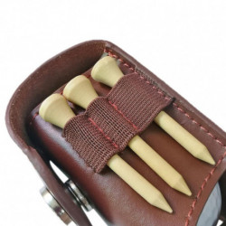 PU Leather Golf Ball Pouch Bag Holder Pouch Waist Belt Storage Pocket with 3 Tees 1 Golf Divot Repa