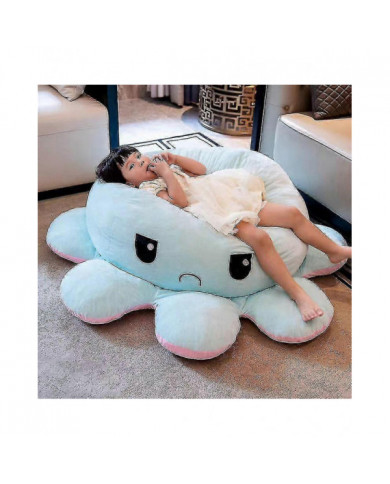 Poulpe réversible Animal en peluche, grande pieuvre en peluche coussin oreiller jouets