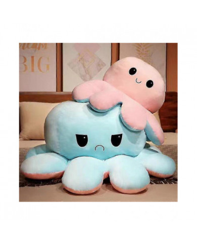 Poulpe réversible Animal en peluche, grande pieuvre en peluche coussin oreiller jouets