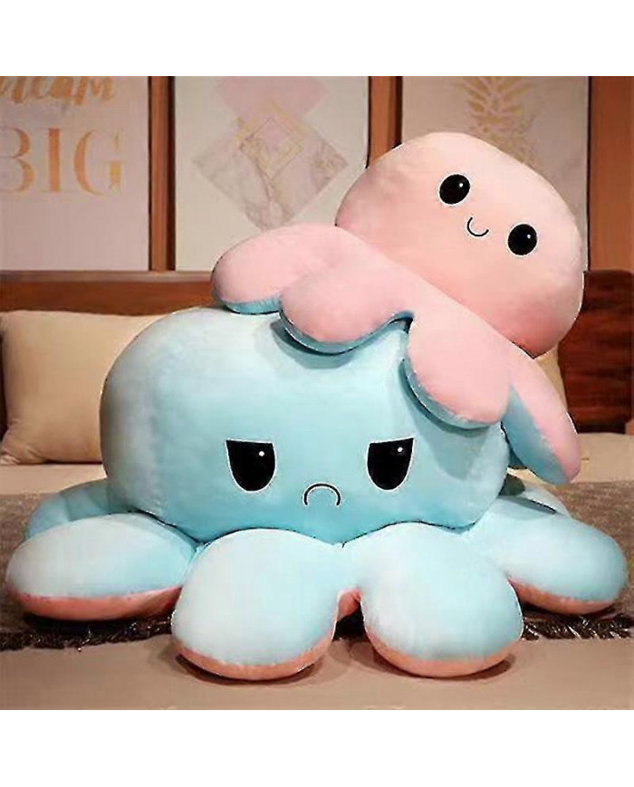 Poulpe réversible Animal en peluche, grande pieuvre en peluche coussin oreiller jouets