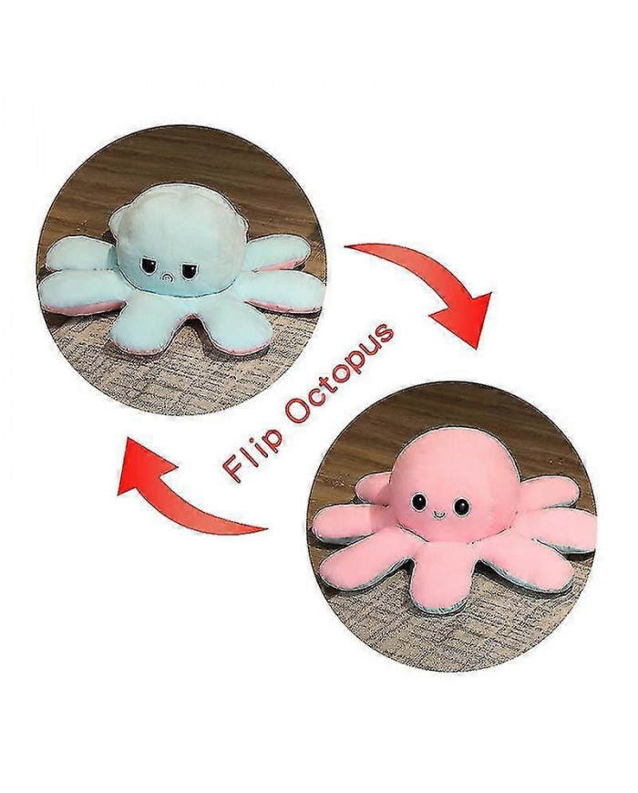 Poulpe réversible Animal en peluche, grande pieuvre en peluche coussin oreiller jouets