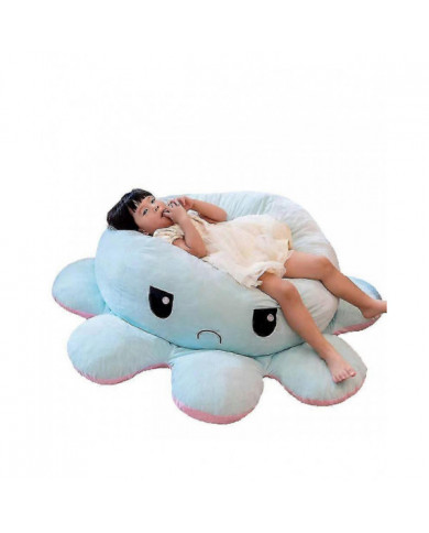 Poulpe réversible Animal en peluche, grande pieuvre en peluche coussin oreiller jouets