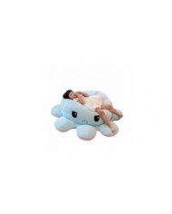 Poulpe réversible Animal en peluche, grande pieuvre en peluche coussin oreiller jouets
