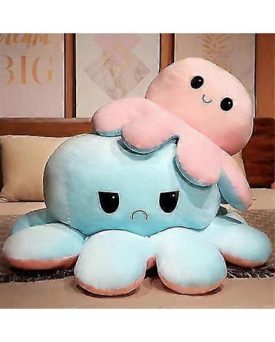 Poulpe réversible Animal en peluche, grande pieuvre en peluche coussin oreiller jouets