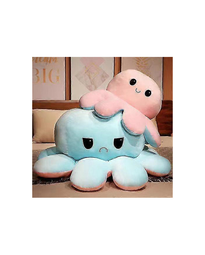 Poulpe réversible Animal en peluche, grande pieuvre en peluche coussin oreiller jouets