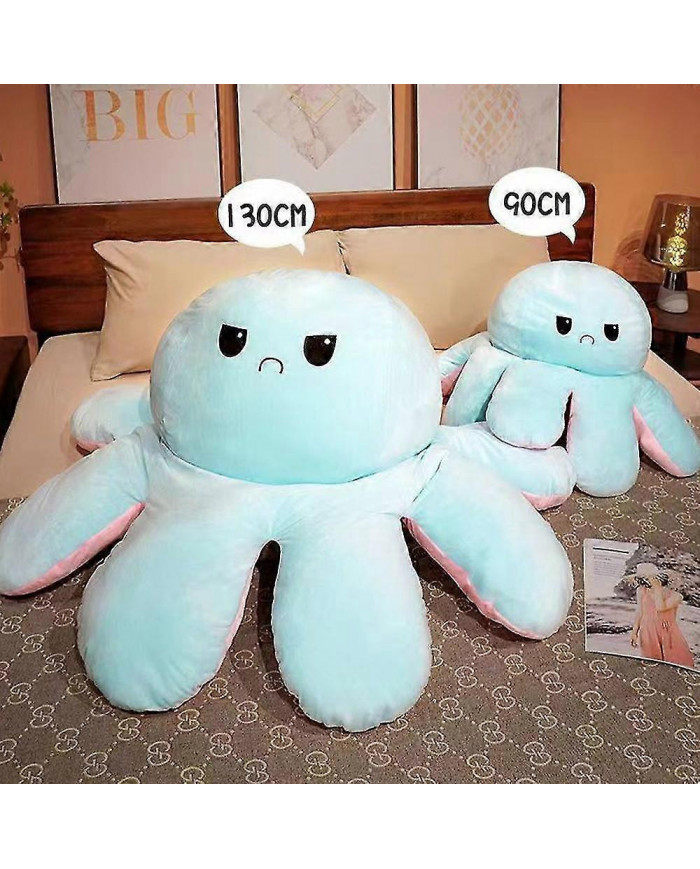 Poulpe réversible Animal en peluche, grande pieuvre en peluche coussin oreiller jouets