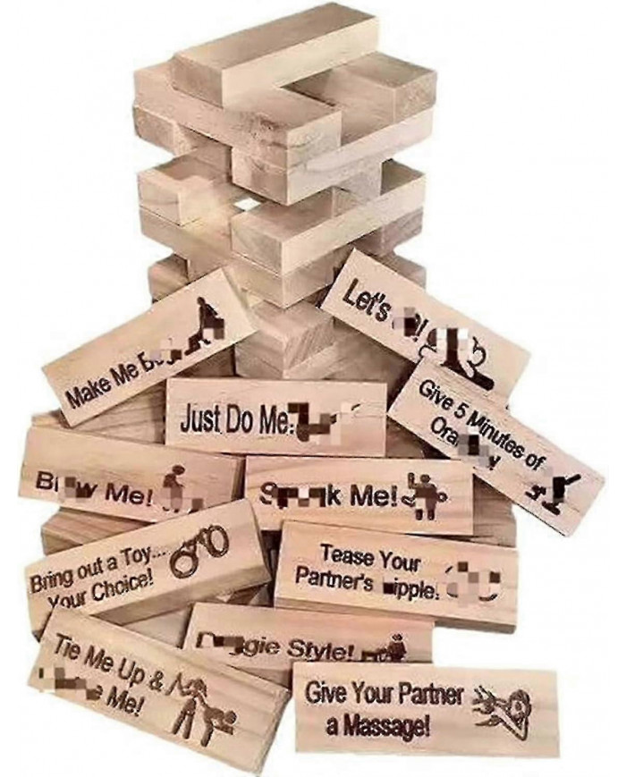 48pcs Super Coquine Bloc Tour Jeu Drôle Couple Tour Empilable Avec Action Ou Vérité Questions Et Défis Jeux Saint- [...]