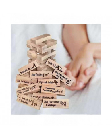 48pcs Super Coquine Bloc Tour Jeu Drôle Couple Tour Empilable Avec Action Ou Vérité Questions Et Défis Jeux Saint- [...]