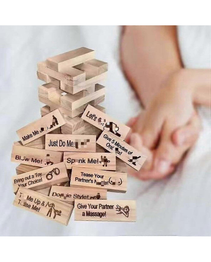 48pcs Super Coquine Bloc Tour Jeu Drôle Couple Tour Empilable Avec Action Ou Vérité Questions Et Défis Jeux Saint- [...]