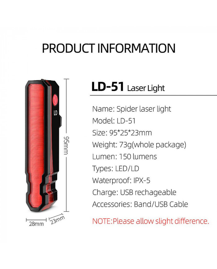 Pliage Laser Bike Light Avant Arrière Avertissement de Sécurité Vélo Lumière Usb Rechargeable Vélo Queue Arrière [...]