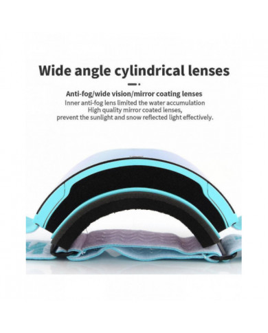 Lunettes de ski cylindriques à double couche Lunettes de neige coupe-vent confortables pour le ski motoneige