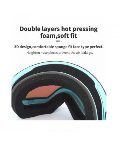 Lunettes de ski cylindriques à double couche Lunettes de neige coupe-vent confortables pour le ski motoneige