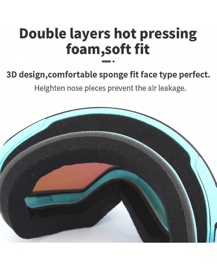Lunettes de ski cylindriques à double couche Lunettes de neige coupe-vent confortables pour le ski motoneige