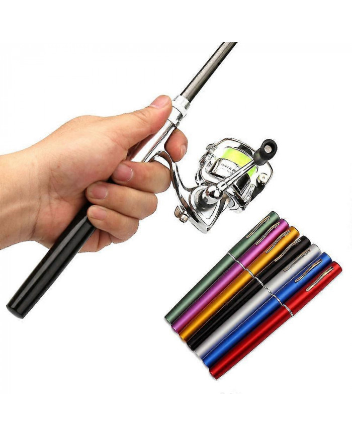Moulinet de canne à pêche pliable Combo Mini stylo Canne à pêche Kit de canne à pêche télescopique Spinning Reel [...]