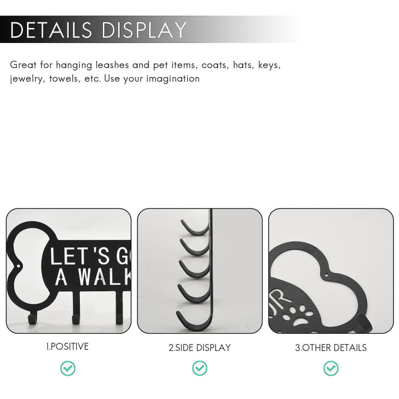 Metal Pet Dog Leash Hanger Hook Dog Leash Wall Rack Holder With Free Nail Hang On Leather Nylon Lea-dt