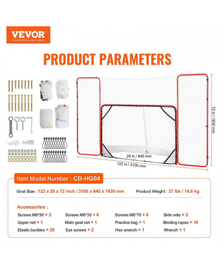 But de hockey avec filet de sécurité et cibles, filet de hockey en acier de rue, ensemble de buts d’entraînement [...]