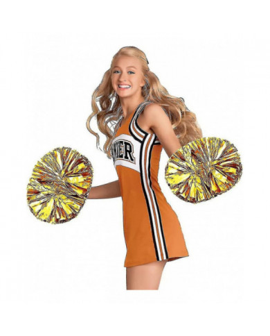 4 Pack Cheerleading Pom Poms, Pom Poms métallique avec poignée de bâton d’entraînement