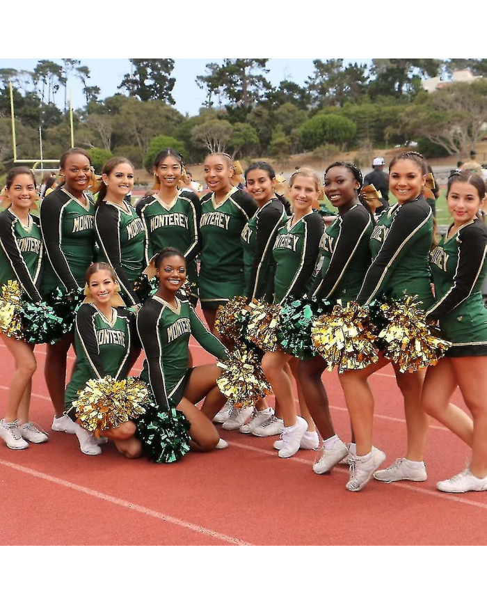 4 Pack Cheerleading Pom Poms, Pom Poms métallique avec poignée de bâton d’entraînement